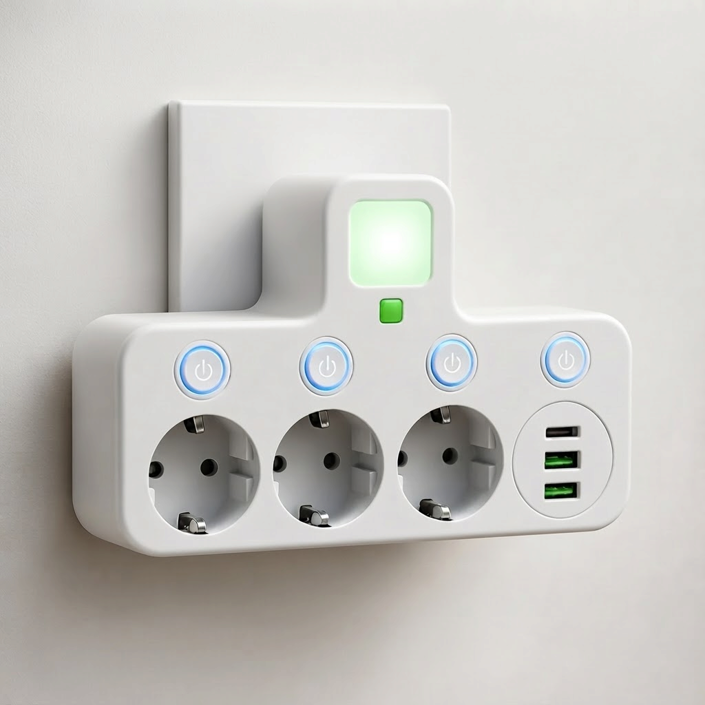 VoltNest – Power Strip with 3 Sockets, USB and Type-C Ports