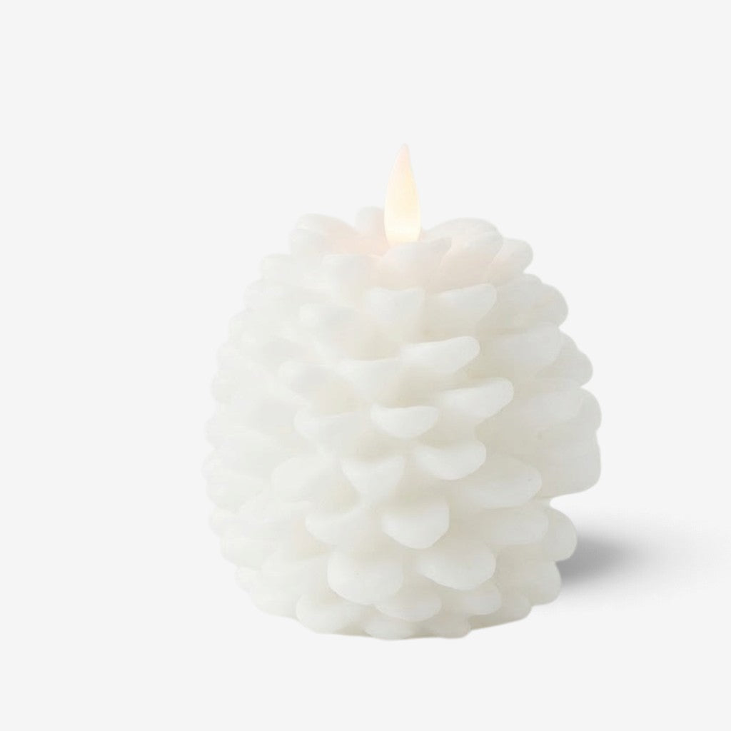 PineGlow - Lumânări decorative fără flacără, în formă de conuri de pin, cu efect de flacără LED