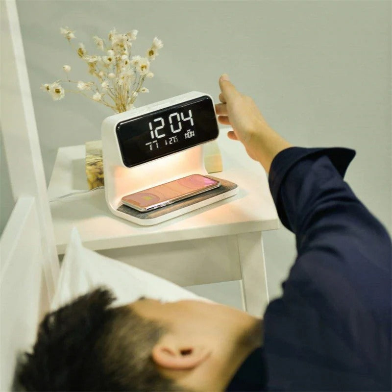 GlowSync - 3 in 1 Touch Lamp with Alarm Clock and Wireless Charging