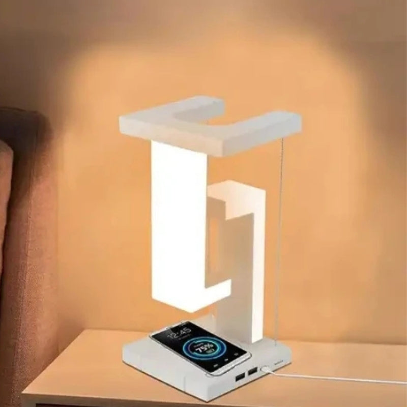 FloatLume – Lampă de masă LED cu design plutitor și încărcător wireless