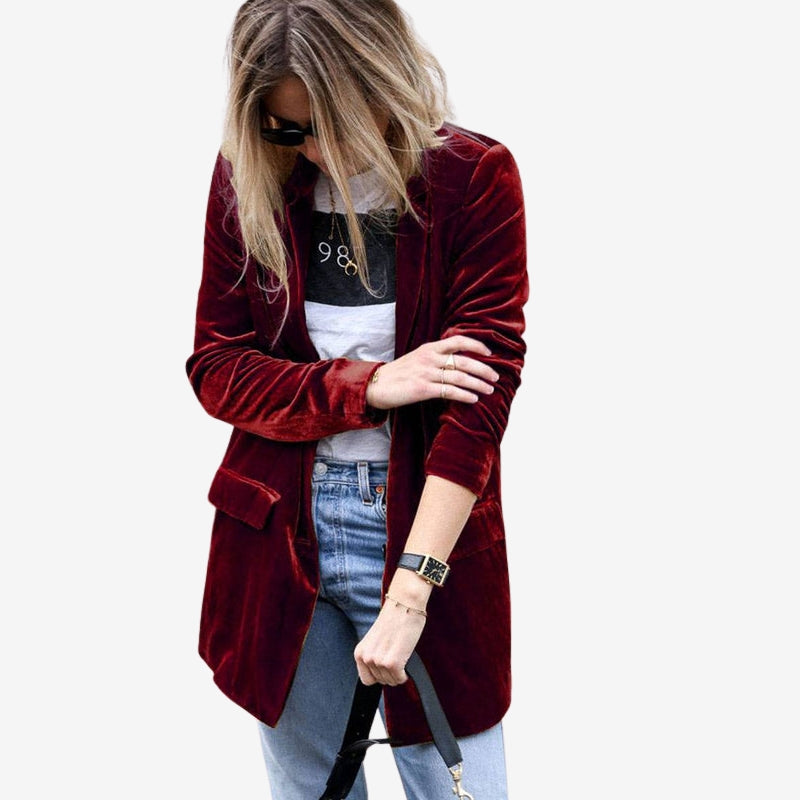 Maisie – Mid Length Long Sleeve Blazer with Buttons