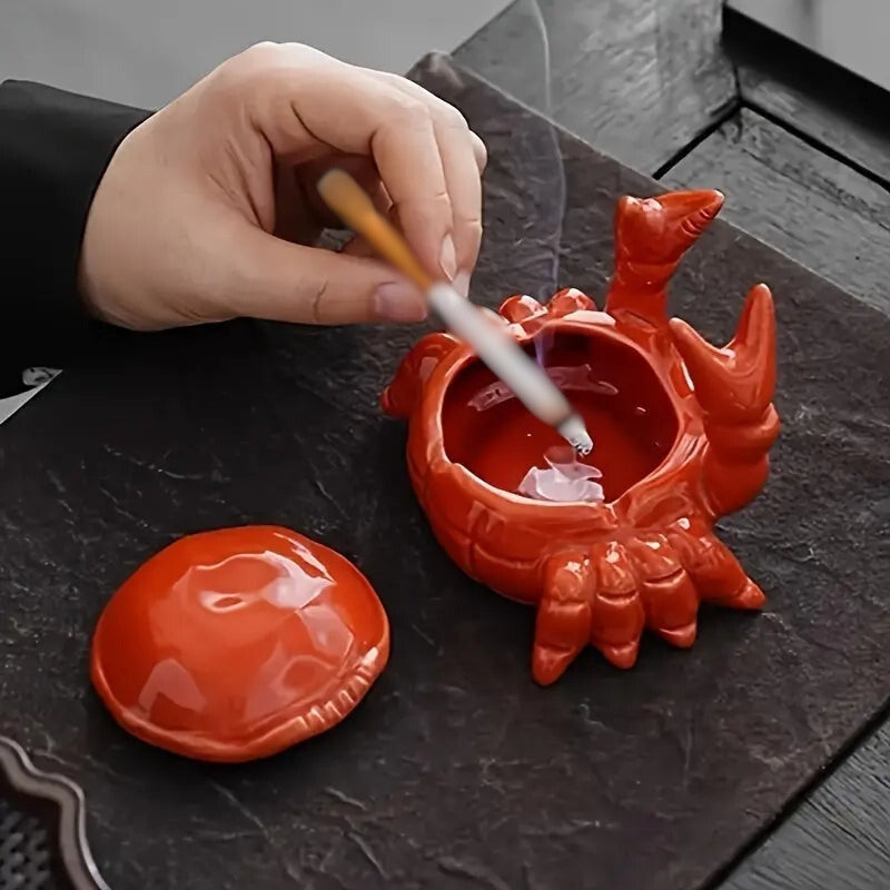 TidyCrab – Portacenere in Ceramica a Forma di Granchio con Coperchio