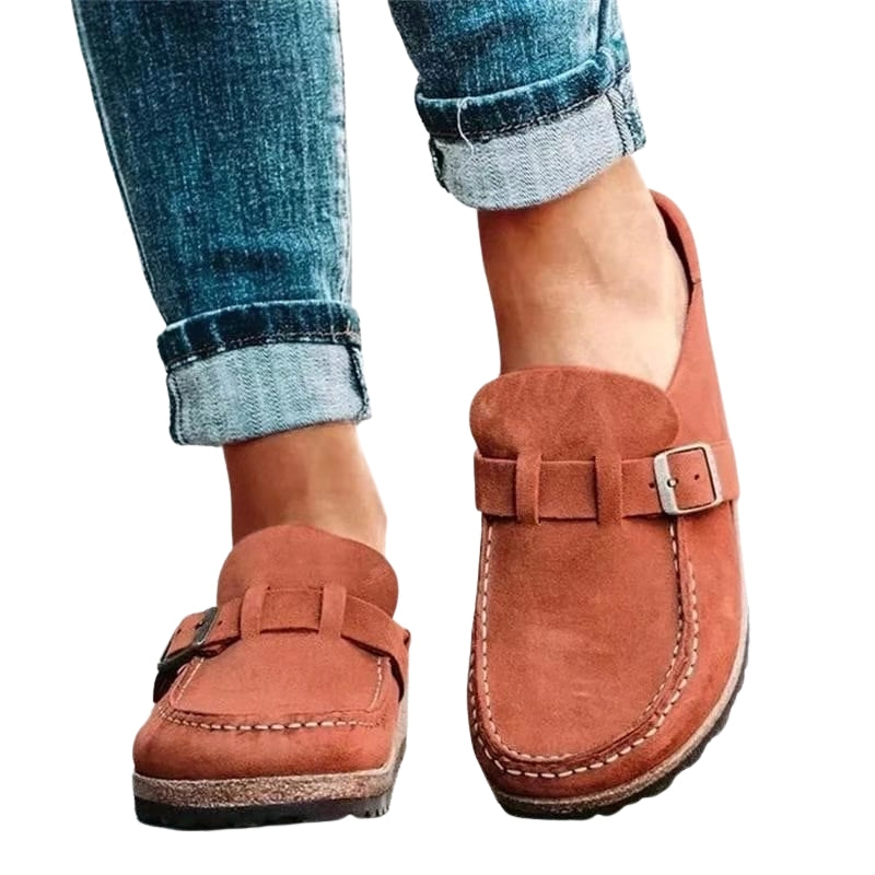 Elena - Trendy loafers with round toe and buckle detail