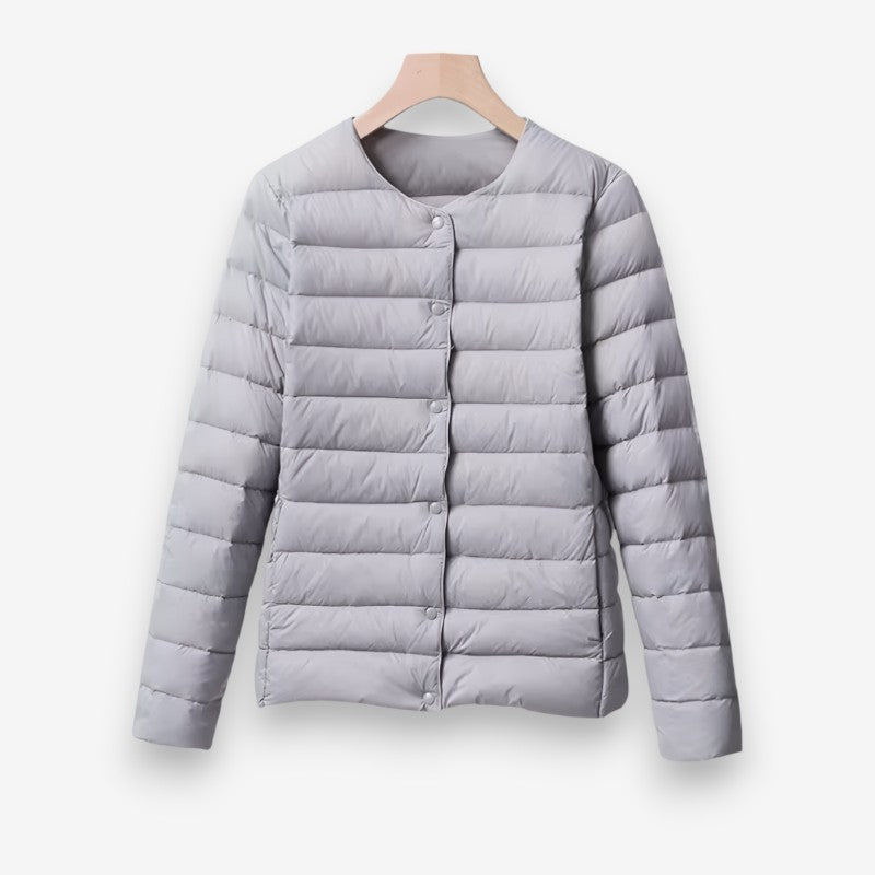 Orla – Long Sleeve Puffer Jacket With Round Neck And Buttons