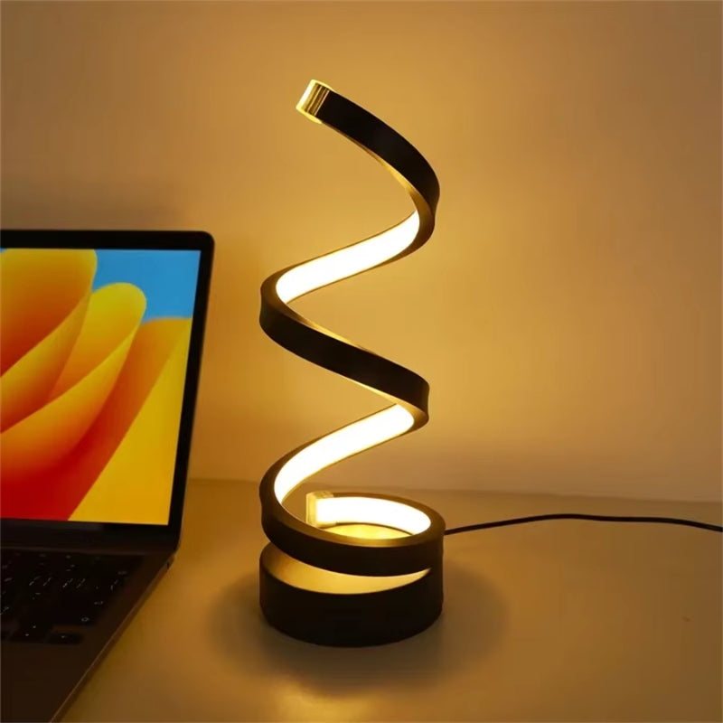 LumaTwist - LED Table Lamp with Spiral Design and Adjustable Lighting Settings