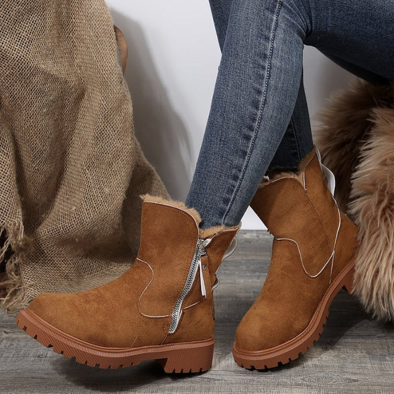 Evelyn - Round toe ankle boots with side zipper