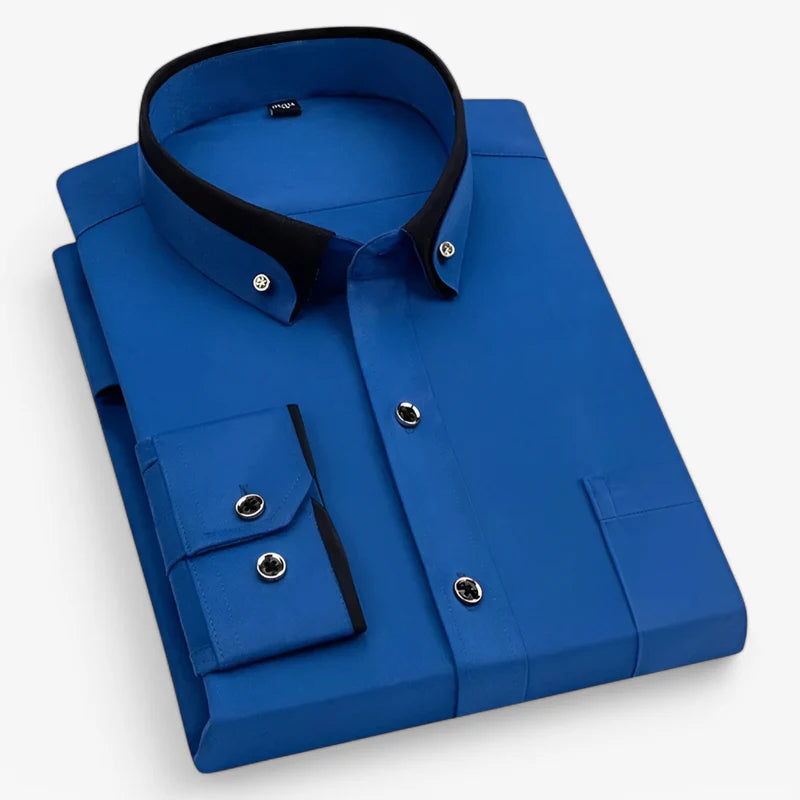 Bruce - Elegant long sleeve shirt with button closure and collar down