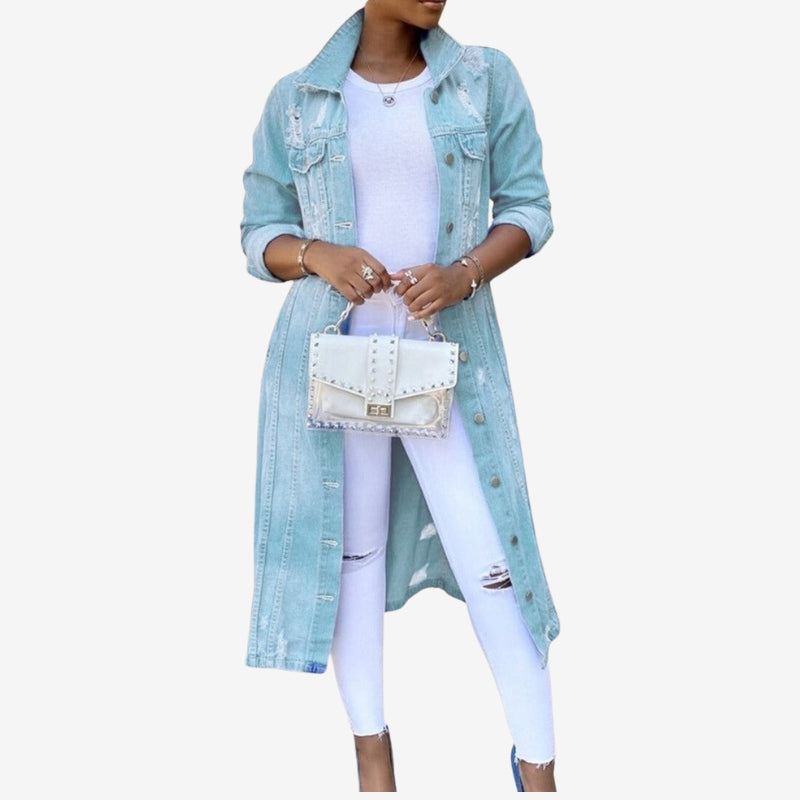Freya – Long Button Jacket With Long Sleeve And Pocket