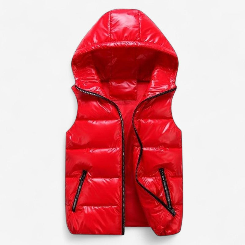 Morgan – Padded Hooded Vest with Front Zip Closure