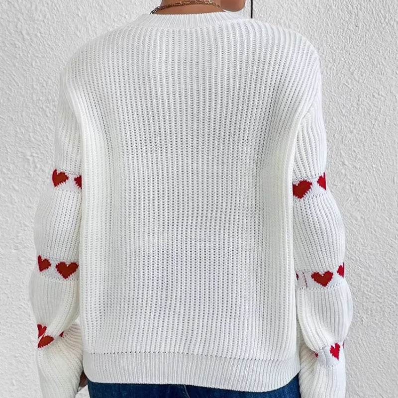Nora - Maglione a maniche lunghe con ricamo a forma di cuore