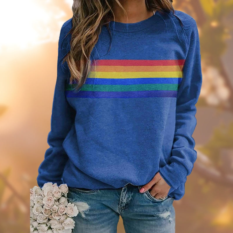 Maisie – Long Sleeve Printed Sweater with Round Neck