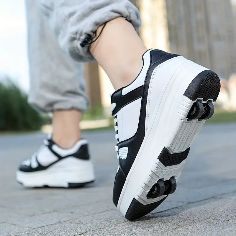 WheelMate – Sneakersy z okrągłym noskiem, sznurowaniem i wbudowanymi kółkami