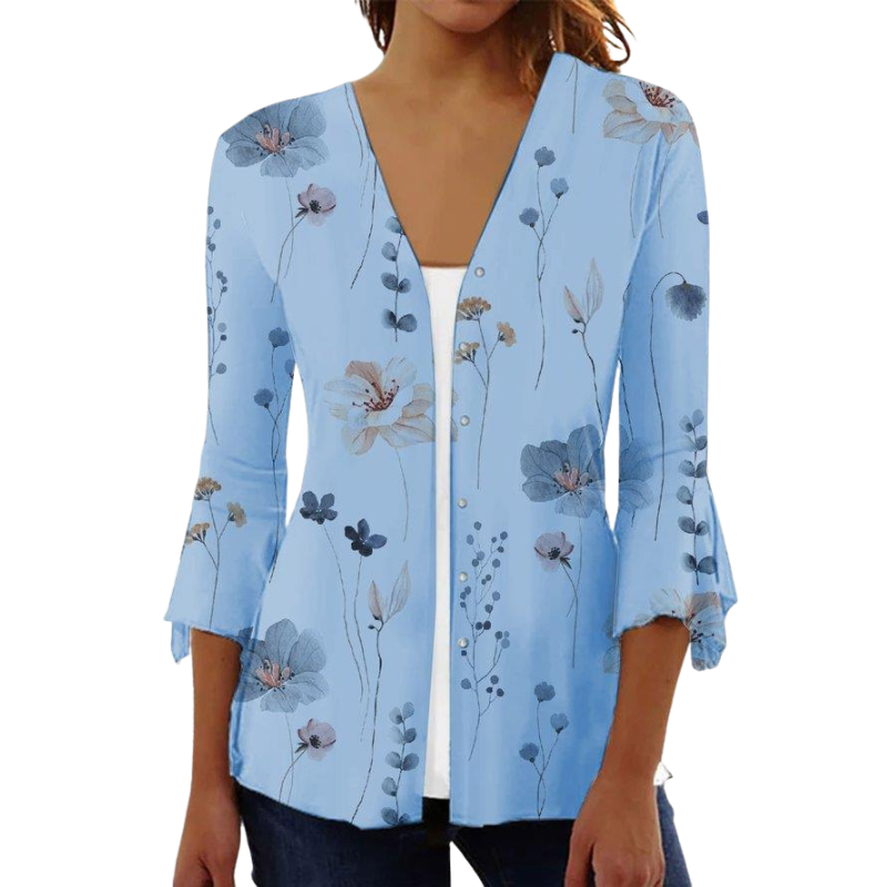 Seraphine – Bluza brodată cu guler plisat și mâneci evazate