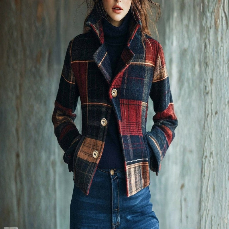 Felicity – Long Sleeve Checked Jacket with Buttons