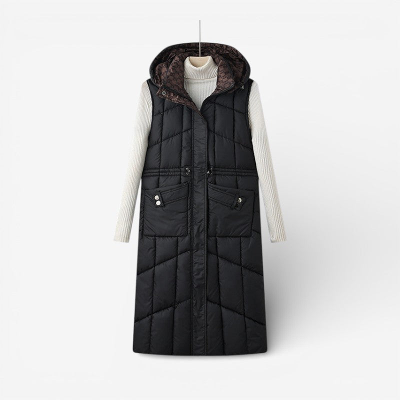 Rebecca - Double-Sided Quilted Long Jacket with Side Pockets