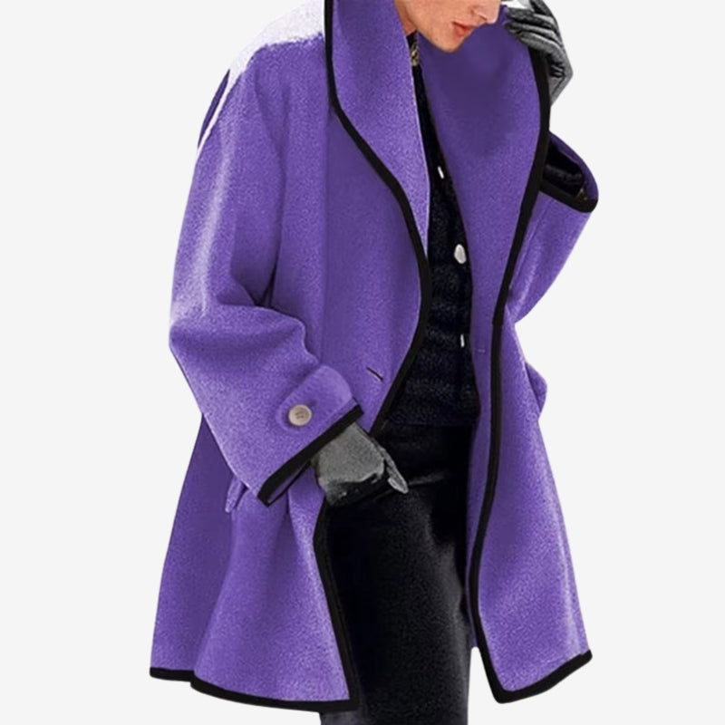 Brielle – Long Sleeve Lapel Collar Coat with Buttons