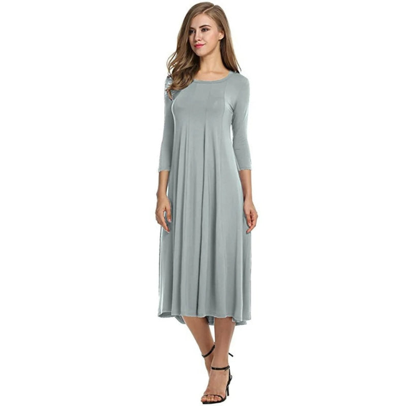 Chloe - Rochie maxi elegantă cu mâneci scurte și decolteu rotund