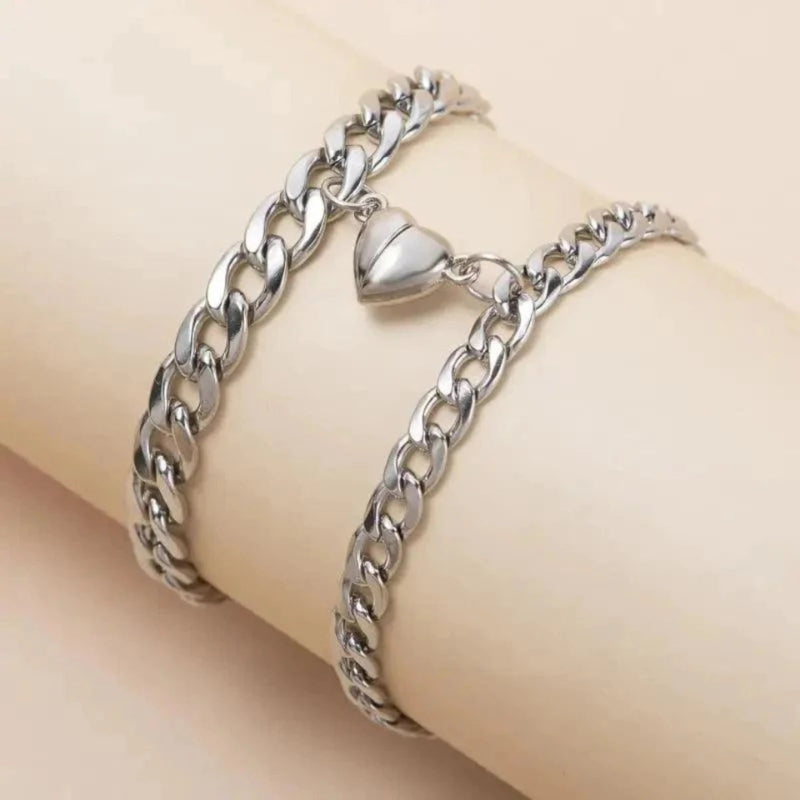Mila – Classic chain link bracelets with heart accent and adjustable fit