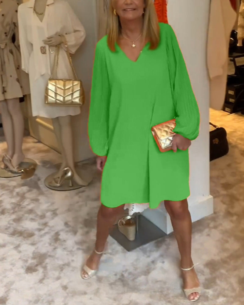 SpringGlow™ - Lantern Sleeve Dress