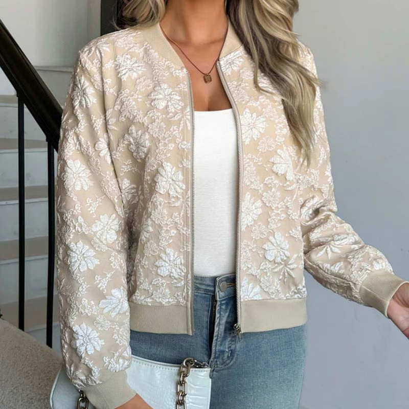 Stella - Long Sleeve Jacket with Floral Embroidery