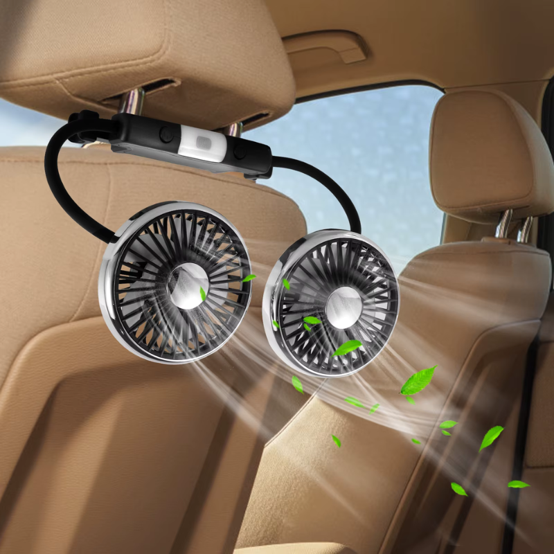 Ventilateur de voiture USB avec têtes rotatives doubles