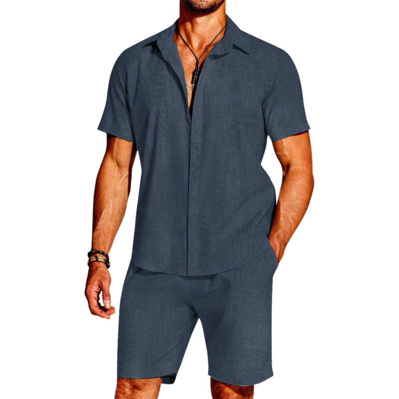 Jacob - Ensemble Décontracté Deux Pièces avec Shorts et Chemise à Manches Courtes
