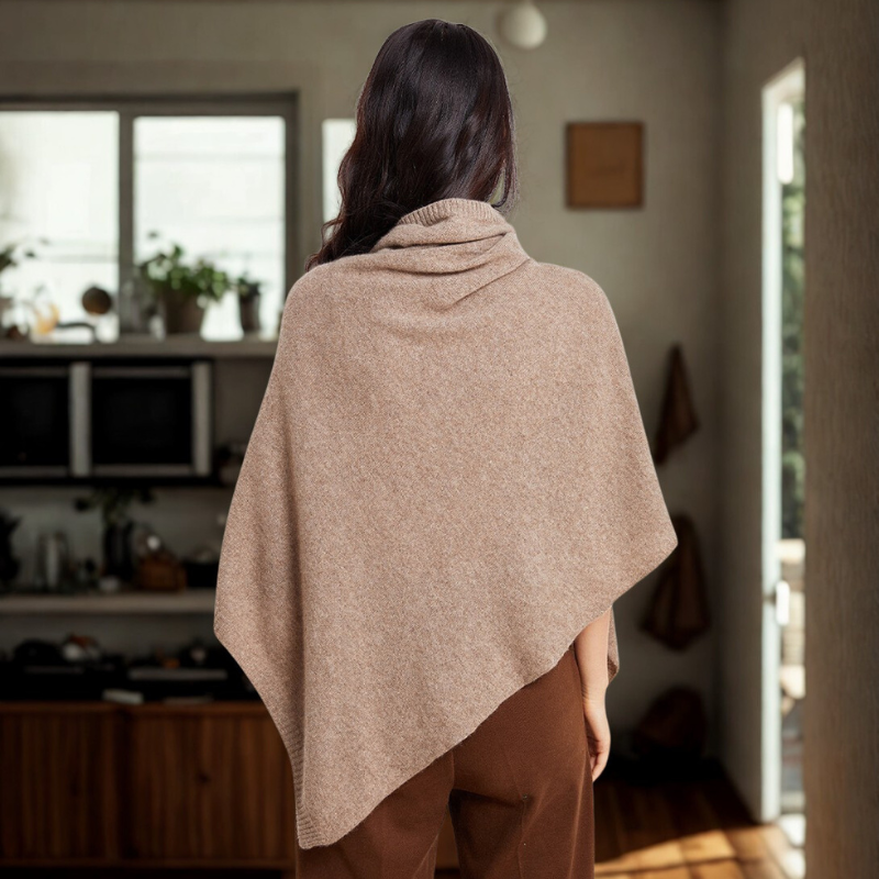 Marley - Poncho con collo alto e bordi a coste