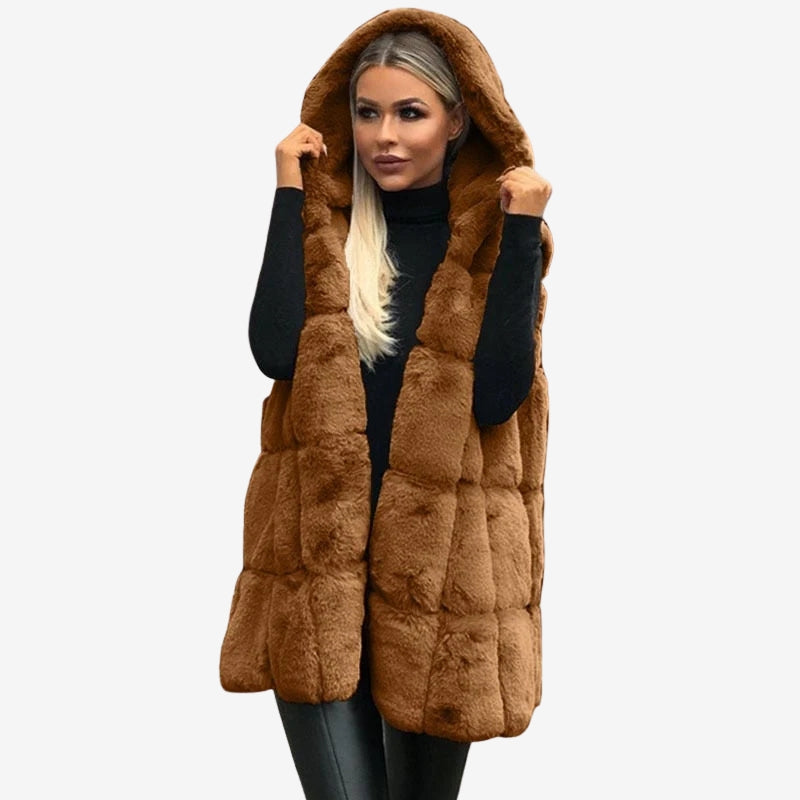Florence – Manteau sans manches à capuche avec design ouvert et coupe ample