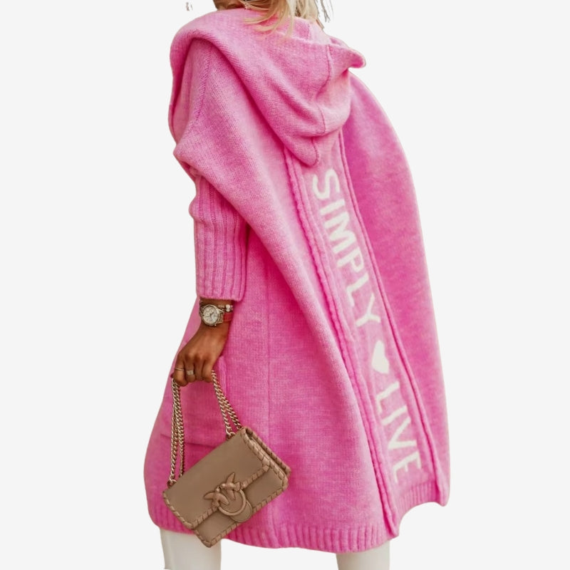 Abigail - Long sleeve hooded cardigan with open front