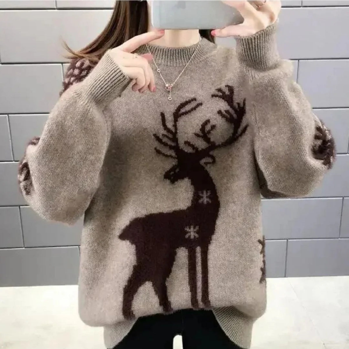 Millie – Maglione stampato a maniche lunghe con scollo rotondo