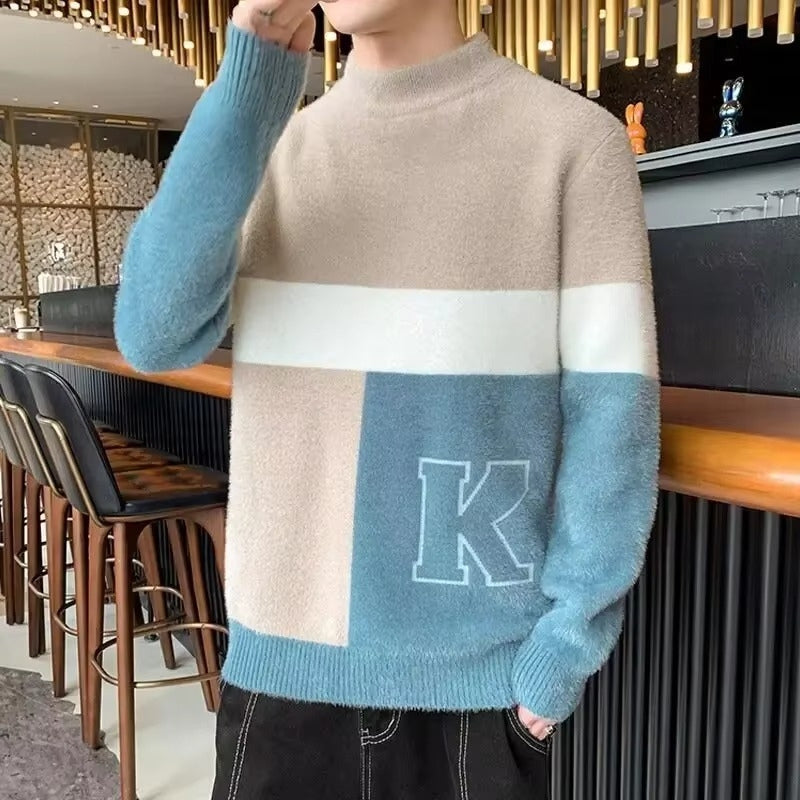 Mark - Pulover cu mâneci lungi, gât rotund și model cu dungi