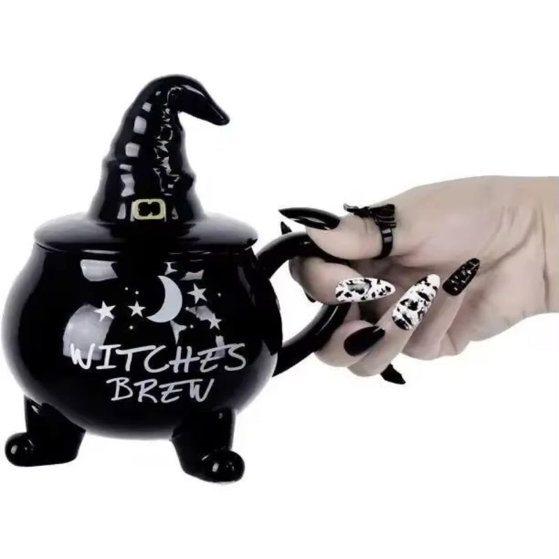 SpookySips - Tazza in Ceramica a Forma di Calderone per Halloween e Feste a Tema