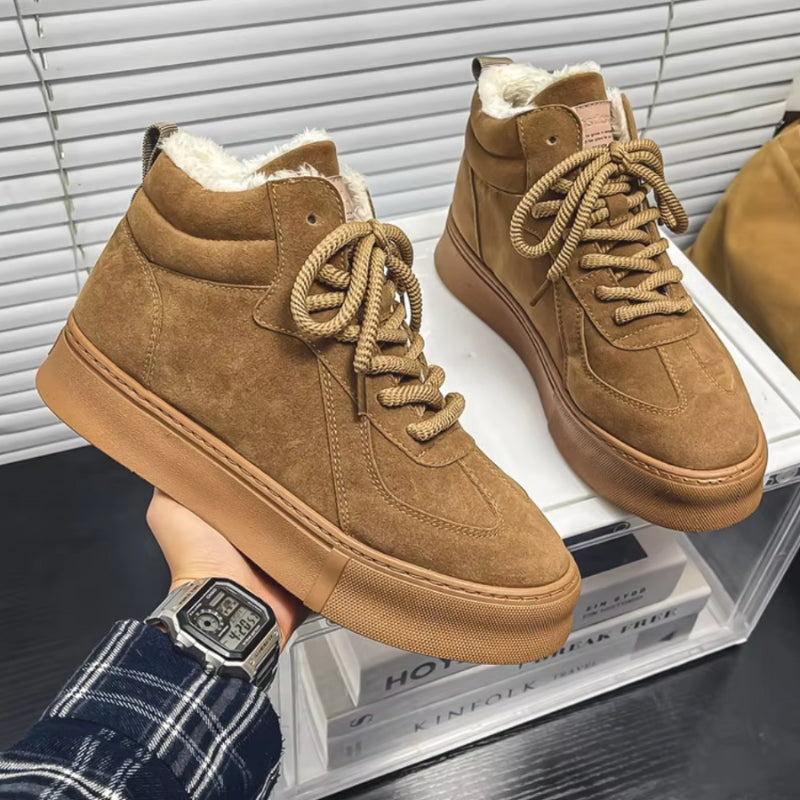 Noah – Adidași comozi cu talpă plată antiderapantă, cu șireturi și căptușeală de blană