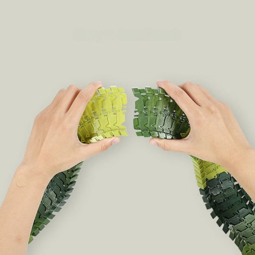 DinoRail - Circuit de train dinosaure avec blocs de voie clipsables et design d'aventure préhistorique