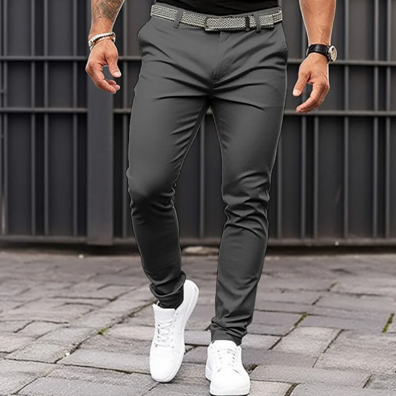 Pantaloni casual bărbătești slim fit cu buzunare laterale