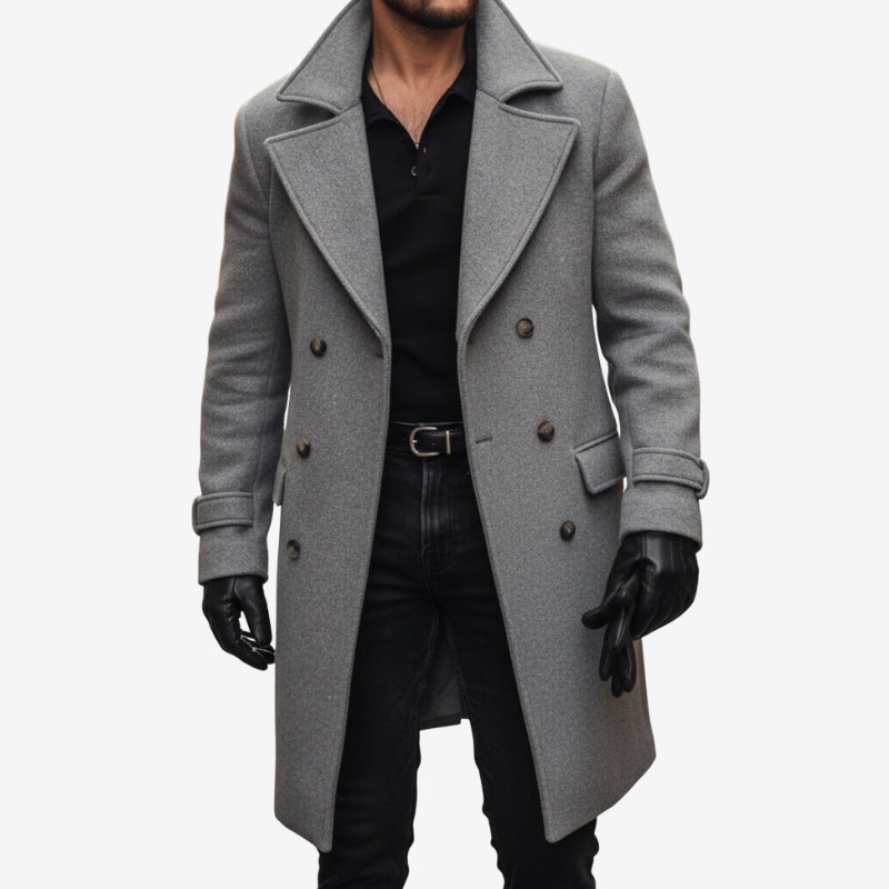 Mark - Long Sleeve Coat With Button Closure And Side Pockets