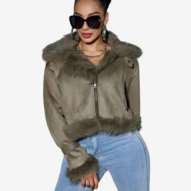 Imogen – Veste à manches longues doublée en fausse fourrure avec poches