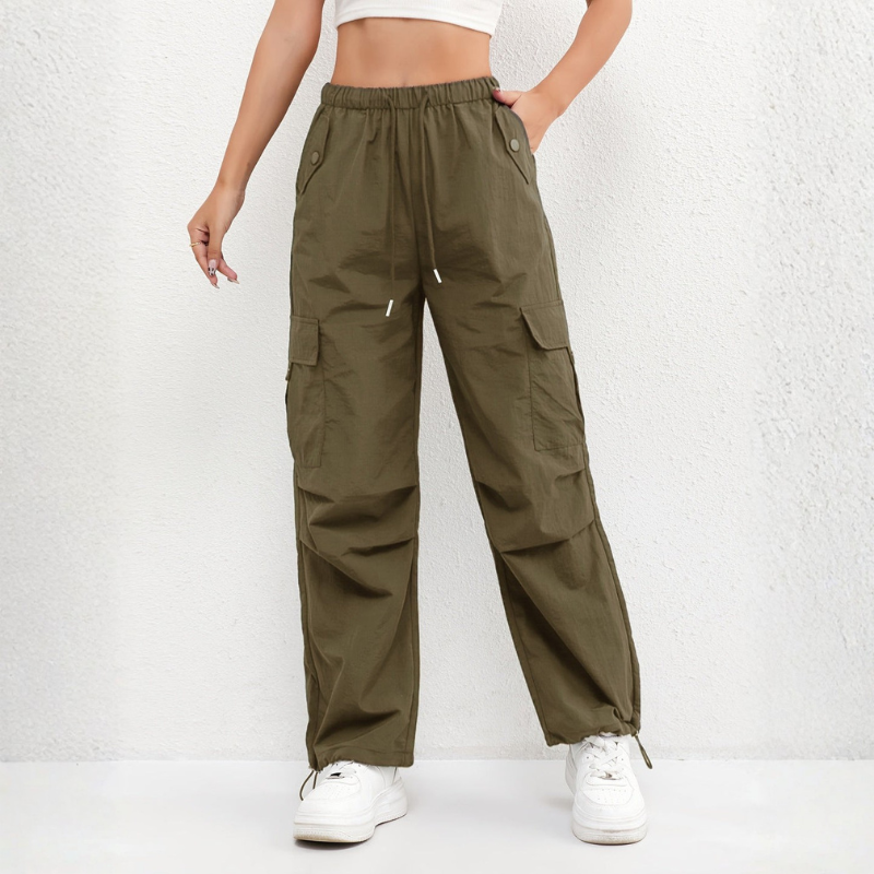 Women's Wide Leg Trousers With Multi Pockets