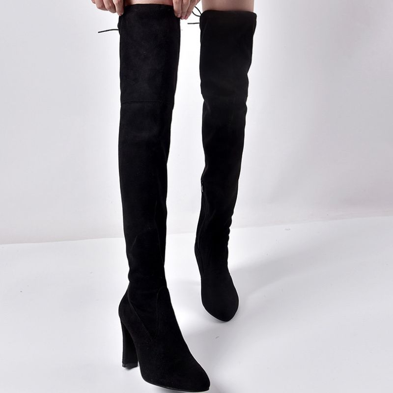 Bottes cuissardes à talon haut et fermeture éclair latérale