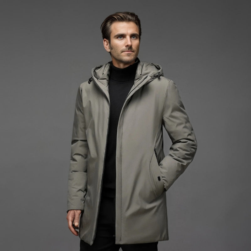 David - Jachetă matlasată cu glugă și închidere cu fermoar | Buzunare laterale pentru esențiale | Mărimi S–3XL | Negru, Gri