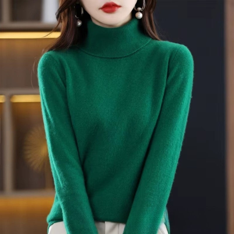 Kiara - Long sleeve turtleneck sweater with ribbed hem and cuffs | easy to put on and remove | sizes S–2XL | blue, green, white, purple, red, grey, brown, khaki, pink, orange, black, light blue