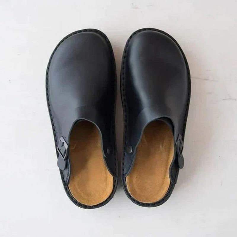 William - Scarpe con fibbia e punta quadrata con suola antiscivolo | Comfort facile da indossare e togliere | Taglie 38–48 | Marrone, Marrone scuro, Nero