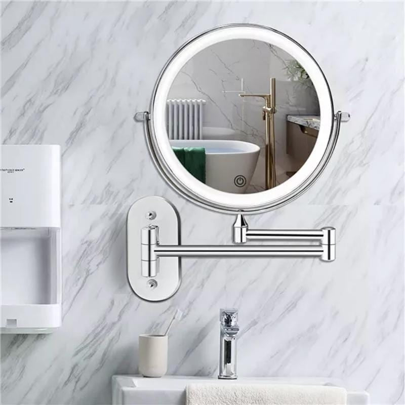 Reflecton - Wall-Mounted LED Makeup Mirror with Double-Sided Magnifying Design