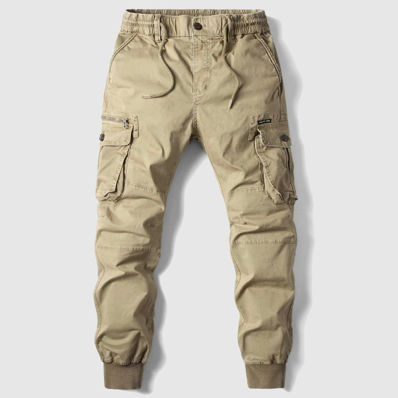 Pantaloni bărbătești cu croială largă și talie cu șnur
