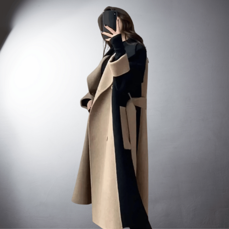 Cappotto a maniche lunghe dritto con colletto a rever
