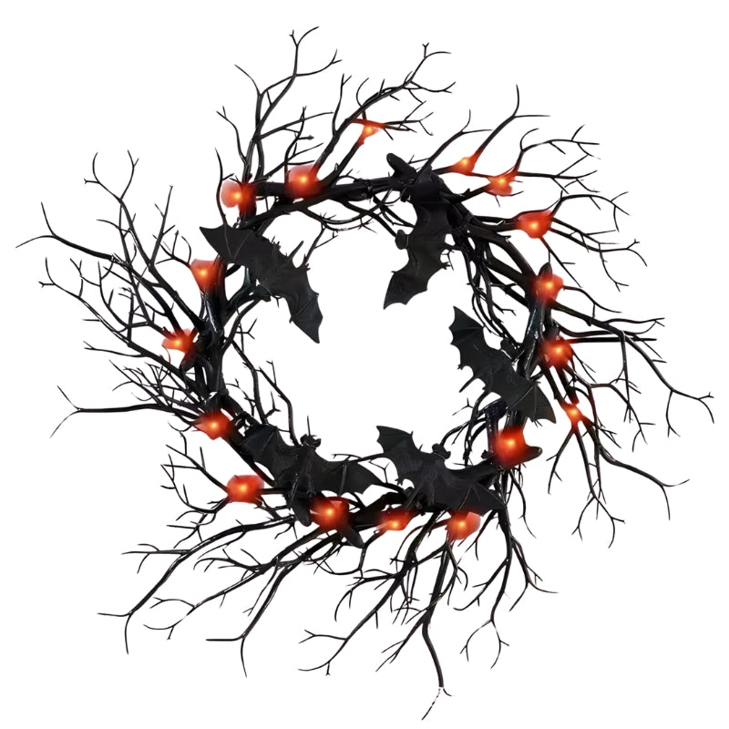 SpiderSpook – LED Halloweenowy wieniec z wampirem i pająkiem na drzwi i okna