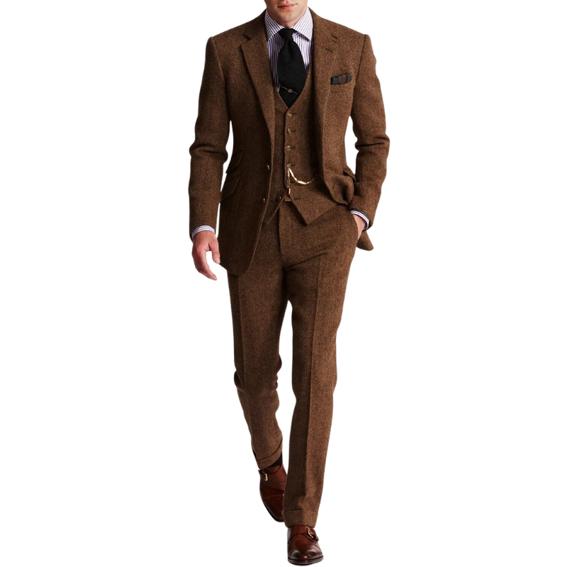 James – 3dílný slim fit oblek s dlouhým rukávem a širokými nohavicemi