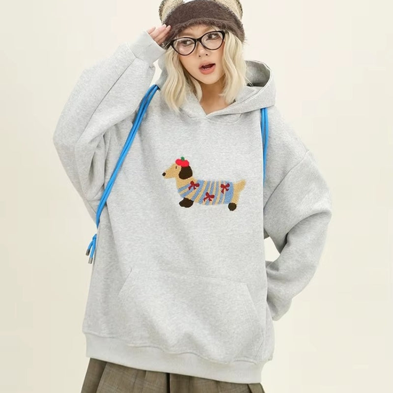 CozyKeen - Long sleeve hoodie with dog embroidery
