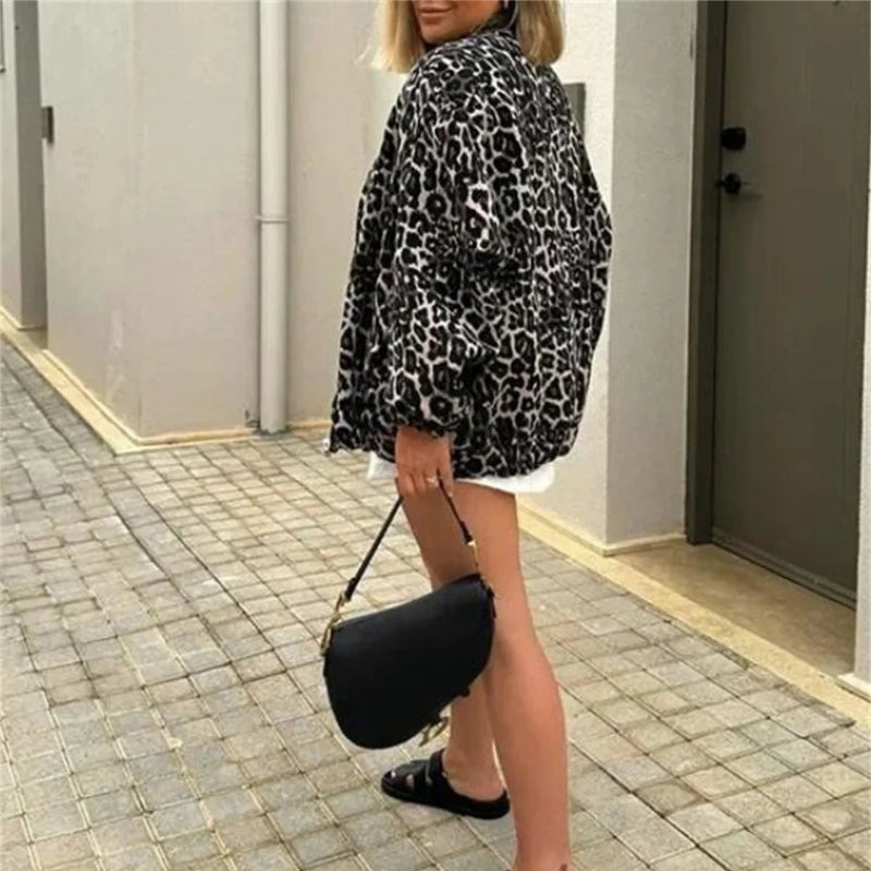 Michelle - Veste à manches longues avec fermeture éclair et motif imprimé