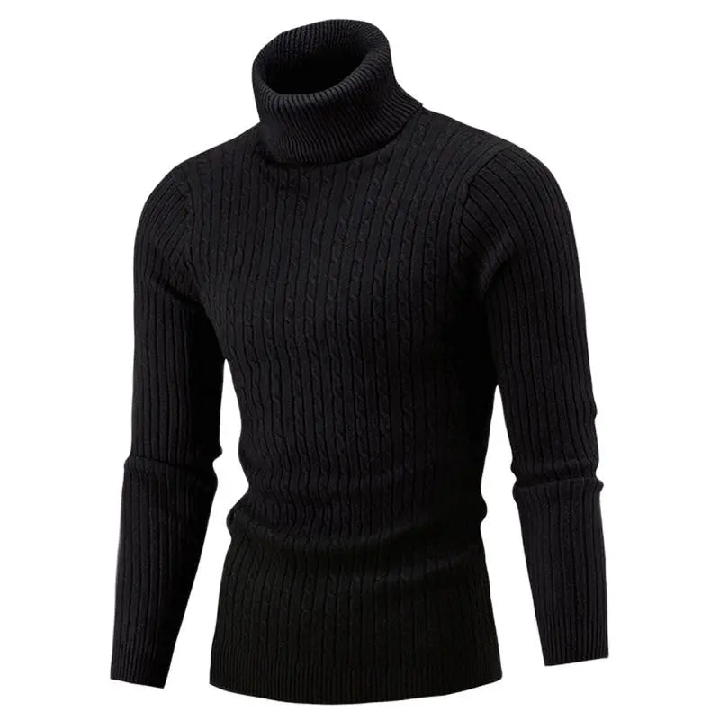 KnitLedger - Camisola de gola alta para homem em malha entrançada